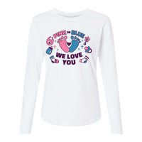 Pink Or Blue We Love You Pregnancy Reveal Womens Cotton Relaxed Long Sleeve T-Shirt