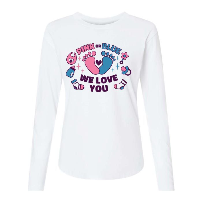 Pink Or Blue We Love You Pregnancy Reveal Womens Cotton Relaxed Long Sleeve T-Shirt