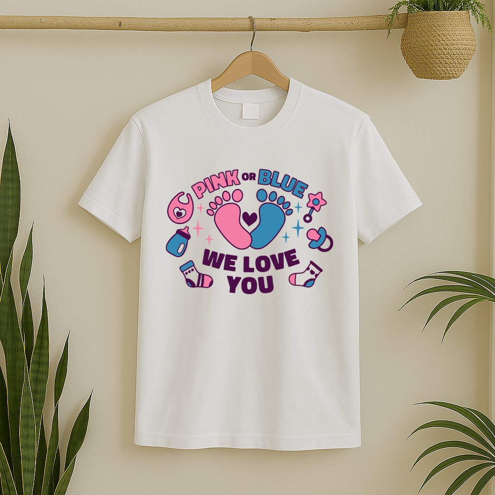 Pink Or Blue We Love You Pregnancy Reveal T-Shirt