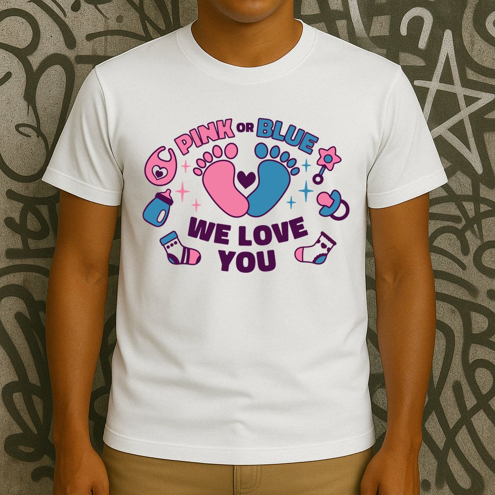 Pink Or Blue We Love You Pregnancy Reveal T-Shirt