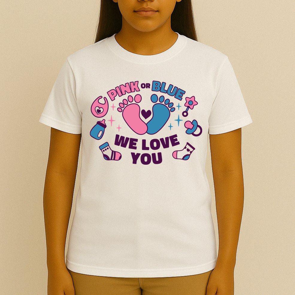 Pink Or Blue We Love You Pregnancy Reveal T-Shirt