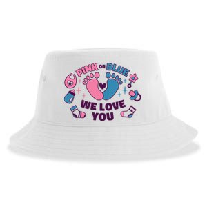 Pink Or Blue We Love You Pregnancy Reveal Sustainable Bucket Hat