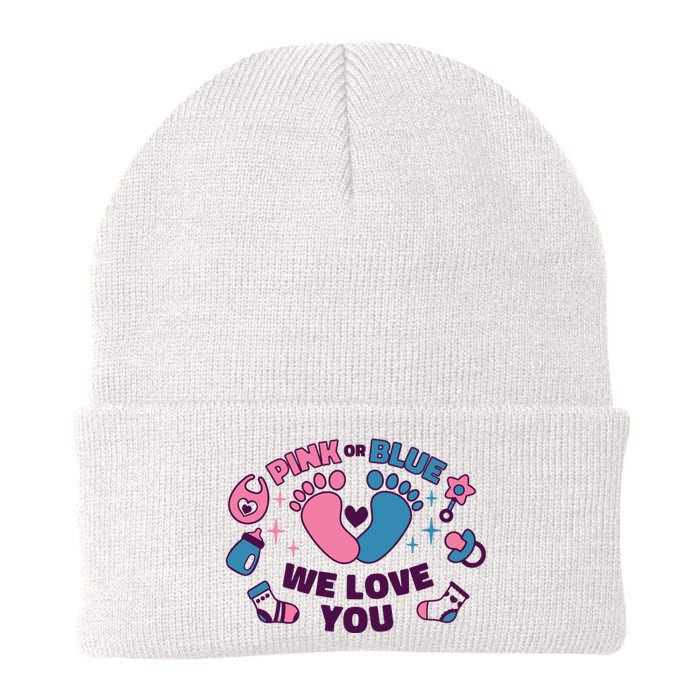 Pink Or Blue We Love You Pregnancy Reveal Knit Cap Winter Beanie