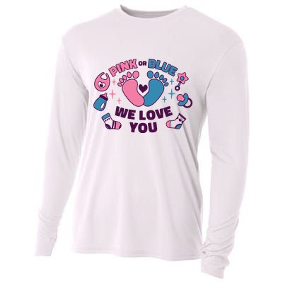 Pink Or Blue We Love You Pregnancy Reveal Cooling Performance Long Sleeve Crew