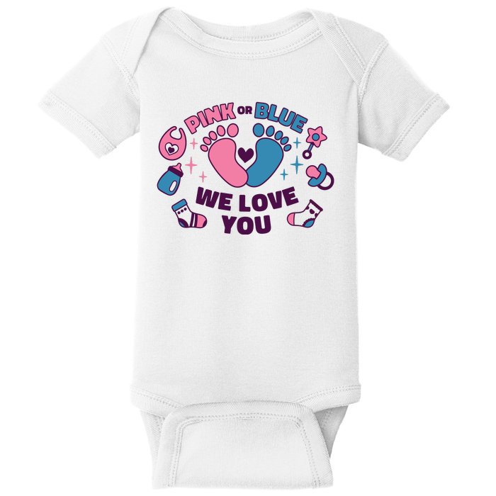 Pink Or Blue We Love You Pregnancy Reveal Baby Bodysuit