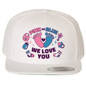 Pink Or Blue We Love You Pregnancy Reveal Wool Snapback Cap