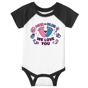 Pink Or Blue We Love You Pregnancy Reveal Infant Baby Jersey Bodysuit