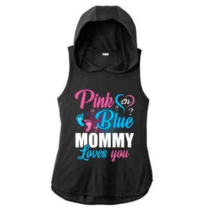 Pink Or Blue Mommy Loves You Gender Baby Reveal Party Ladies PosiCharge Tri-Blend Wicking Draft Hoodie Tank