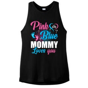 Pink Or Blue Mommy Loves You Gender Baby Reveal Party Ladies PosiCharge Tri-Blend Wicking Tank