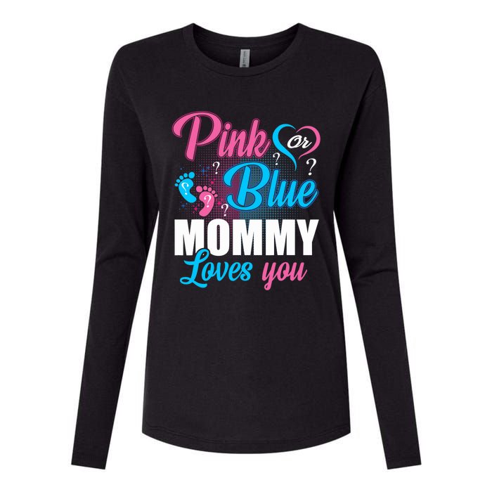 Pink Or Blue Mommy Loves You Gender Baby Reveal Party Womens Cotton Relaxed Long Sleeve T-Shirt