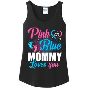 Pink Or Blue Mommy Loves You Gender Baby Reveal Party Ladies Essential Tank