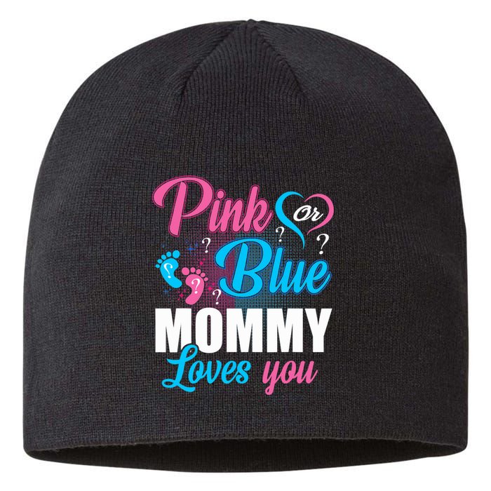 Pink Or Blue Mommy Loves You Gender Baby Reveal Party Sustainable Beanie