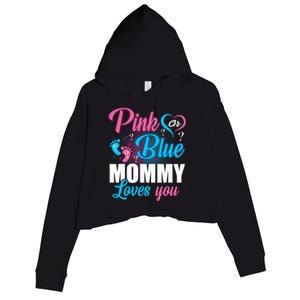 Pink Or Blue Mommy Loves You Gender Baby Reveal Party Crop Fleece Hoodie