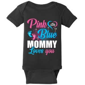 Pink Or Blue Mommy Loves You Gender Baby Reveal Party Baby Bodysuit