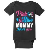 Pink Or Blue Mommy Loves You Gender Baby Reveal Party Baby Bodysuit