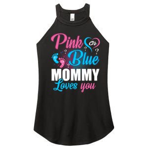 Pink Or Blue Mommy Loves You Gender Baby Reveal Party Women's Perfect Tri Rocker Tank