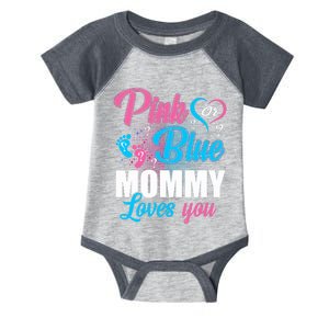 Pink Or Blue Mommy Loves You Gender Baby Reveal Party Infant Baby Jersey Bodysuit