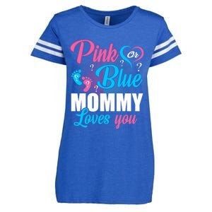 Pink Or Blue Mommy Loves You Gender Baby Reveal Party Enza Ladies Jersey Football T-Shirt