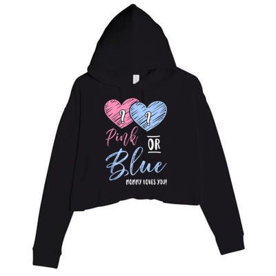 Pink Or Blue Mommy Loves You Gift Gender Reveal Tank Top Crop Fleece Hoodie