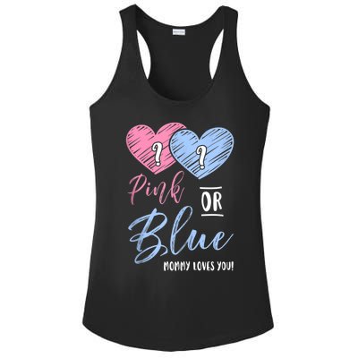 Pink Or Blue Mommy Loves You Gift Gender Reveal Tank Top Ladies PosiCharge Competitor Racerback Tank