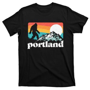 Portland Oregon Bigfoot & Mountains Outdoors T-Shirt