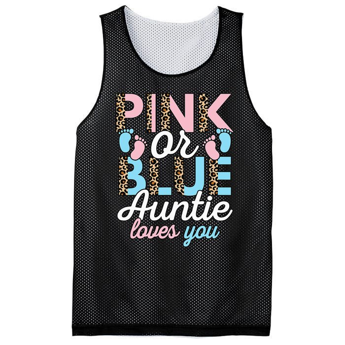 Pink Or Blue Auntie Loves You Gender Reveal Baby Shower Aunt Mesh Reversible Basketball Jersey Tank