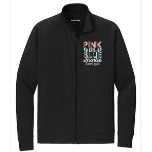 Pink Or Blue Auntie Loves You Gender Reveal Baby Shower Aunt Stretch Full-Zip Cadet Jacket