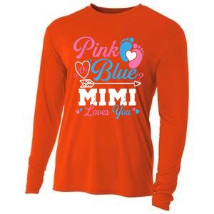 Pink Or Blue Mimi Loves You Gender Reveal Baby Party Cooling Performance Long Sleeve Crew