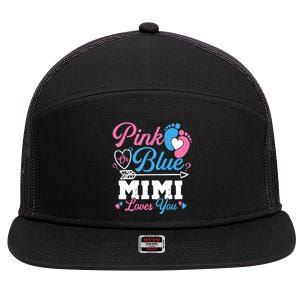 Pink Or Blue Mimi Loves You Gender Reveal Baby Party 7 Panel Mesh Trucker Snapback Hat