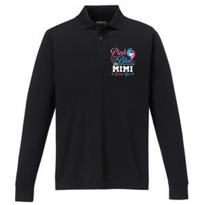 Pink Or Blue Mimi Loves You Gender Reveal Baby Party Performance Long Sleeve Polo