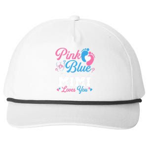 Pink Or Blue Mimi Loves You Gender Reveal Baby Party Snapback Five-Panel Rope Hat