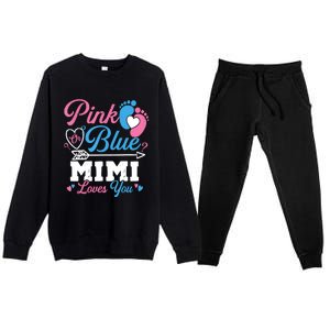 Pink Or Blue Mimi Loves You Gender Reveal Baby Party Premium Crewneck Sweatsuit Set