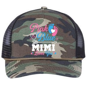 Pink Or Blue Mimi Loves You Gender Reveal Baby Party Retro Rope Trucker Hat Cap