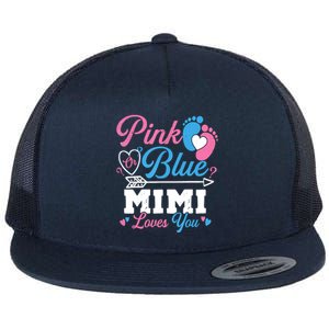 Pink Or Blue Mimi Loves You Gender Reveal Baby Party Flat Bill Trucker Hat