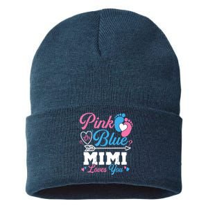 Pink Or Blue Mimi Loves You Gender Reveal Baby Party Sustainable Knit Beanie