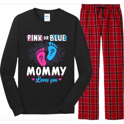 Pink Or Blue Mommy Loves You Gender Reveal Baby Gift Long Sleeve Pajama Set