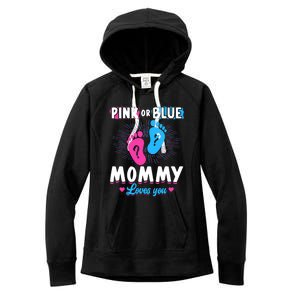 Pink Or Blue Mommy Loves You Gender Reveal Baby Gift Women's Fleece Hoodie