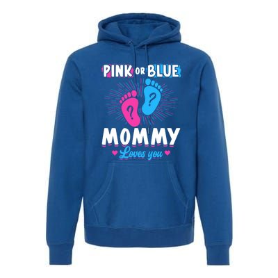 Pink Or Blue Mommy Loves You Gender Reveal Baby Gift Premium Hoodie