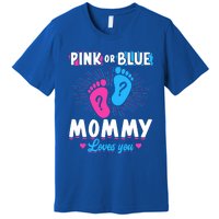 Pink Or Blue Mommy Loves You Gender Reveal Baby Gift Premium T-Shirt