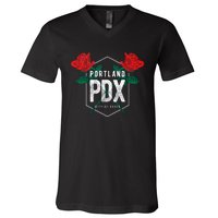 Portland Oregon Badge Pdx Portland Squad Pacific Wonderland V-Neck T-Shirt