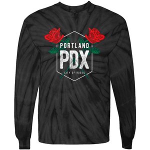 Portland Oregon Badge Pdx Portland Squad Pacific Wonderland Tie-Dye Long Sleeve Shirt