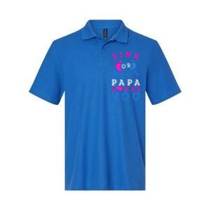 Pink Or Blue Papa Loves You Gift Gender Reveal Great Gift Softstyle Adult Sport Polo