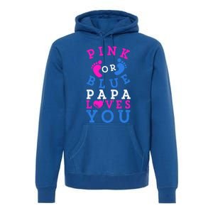 Pink Or Blue Papa Loves You Gift Gender Reveal Great Gift Premium Hoodie