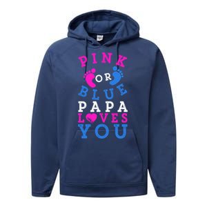 Pink Or Blue Papa Loves You Gift Gender Reveal Great Gift Performance Fleece Hoodie