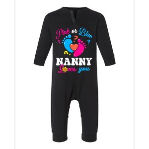 Pink Or Blue Nanny Loves You Baby Gender Reveal Women Infant Fleece One Piece