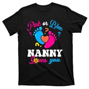 Pink Or Blue Nanny Loves You Baby Gender Reveal Women T-Shirt