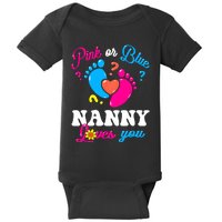 Pink Or Blue Nanny Loves You Baby Gender Reveal Women Baby Bodysuit