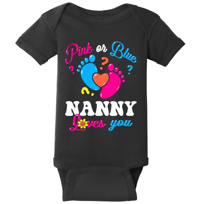 Pink Or Blue Nanny Loves You Baby Gender Reveal Women Baby Bodysuit