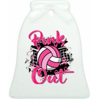 P.I.N.K. Out Breast Cancer Awareness Volleyball Ceramic Bell Ornament