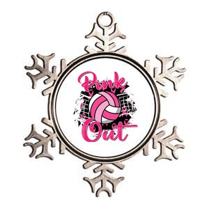 P.I.N.K. Out Breast Cancer Awareness Volleyball Metallic Star Ornament